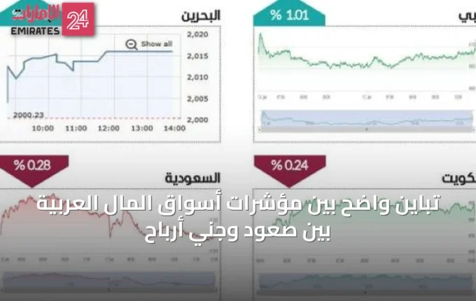 تباين واضح بين مؤشرات أسواق المال العربية بين صعود وجني أرباح » الإمارات 24 2 article 46904