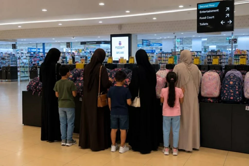 إقبال على منافذ البيع لشراء مستلزمات العام الدراسي 1 إقبال منافذ البيع لشراء مستلزمات